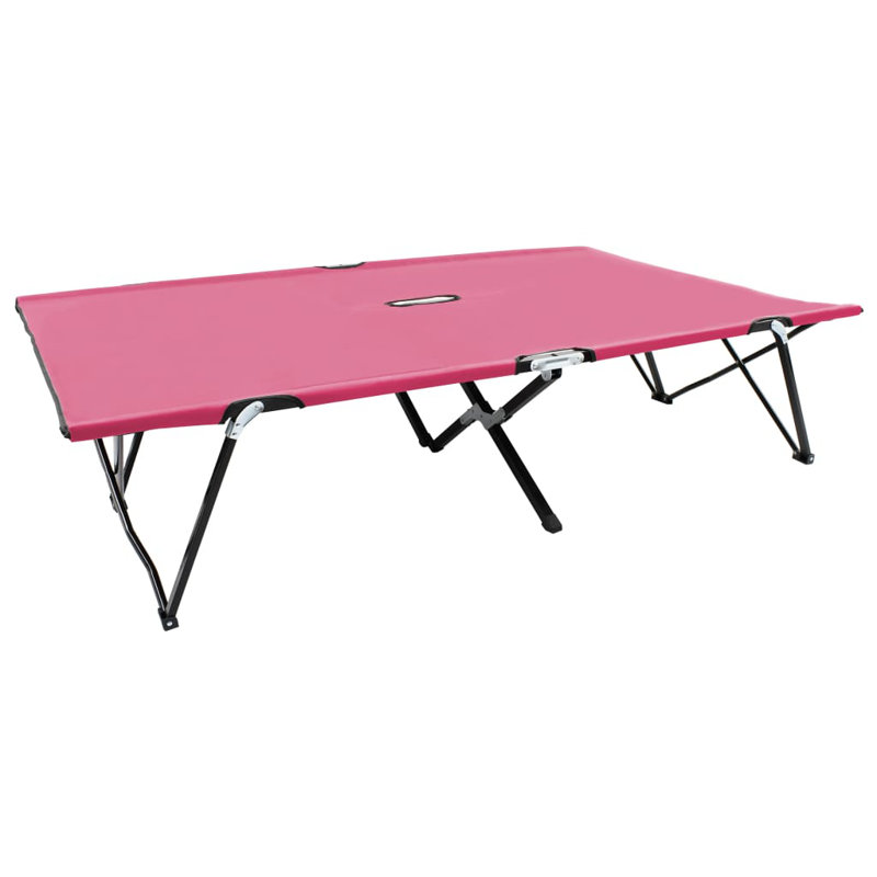 Bess Two Person Folding Sun Lounger Cot, Pink, 17.3" H x 76.4" W x 48.8" D