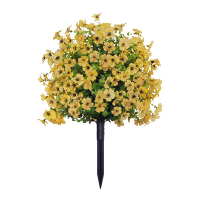 1 / 2Pcs Fleur artificielle violette avec piquet résistant aux UV Faux plastique fleur Spike Intérieur Extérieur Jardin Porche Patio Décoration de fête de mariage