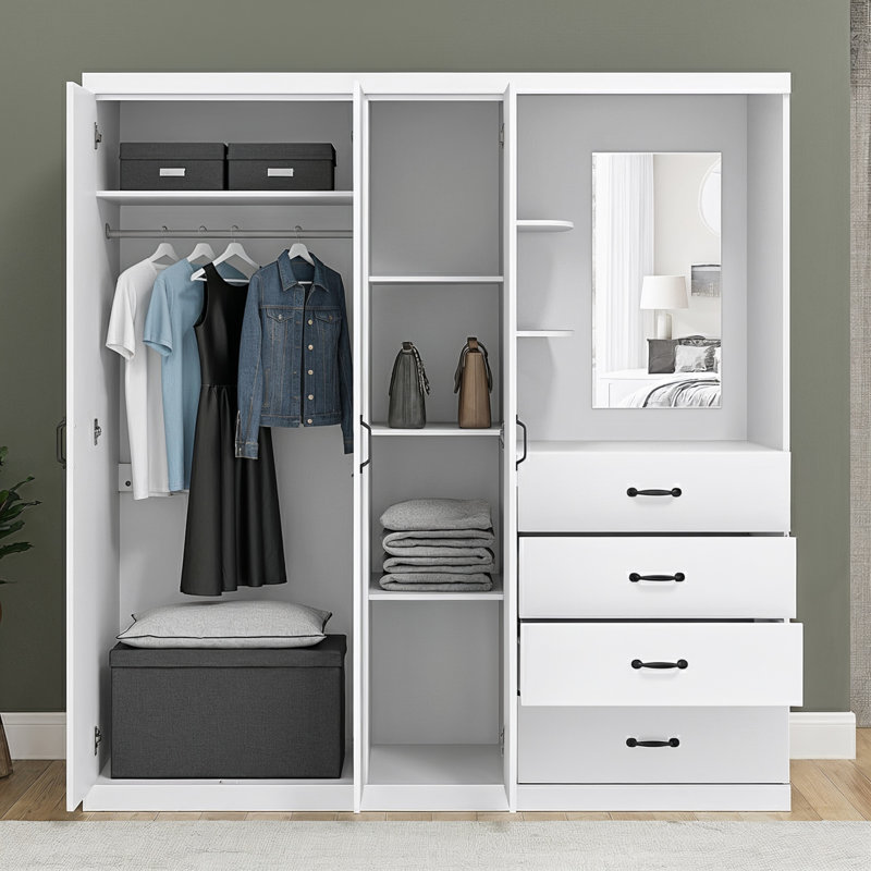 Allington 3 Door 4 Drawer Combi Fitment Wardrobe, White