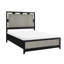 Grand lit de style moderne, en bois massif, gris anthracite deux tons, superposé et éclairage de chambre à coucher à DEL, panneaux