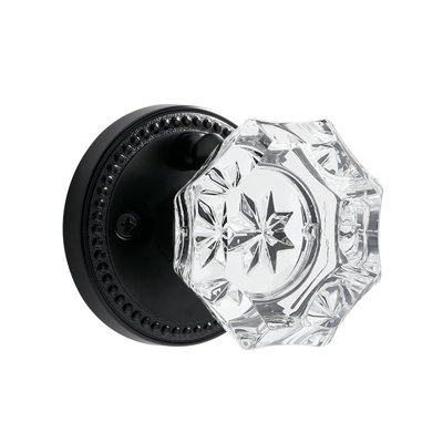 SORWDUERM Poignées de porte noires Poignée de porte intérieure en cristal pour chambre et salle de bain, alliage de zinc noir mat, paquet de 1