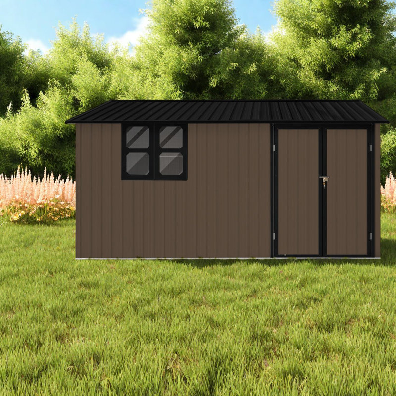 Durable Metal Storage Sheds, Spacious Brown Design For Gardens