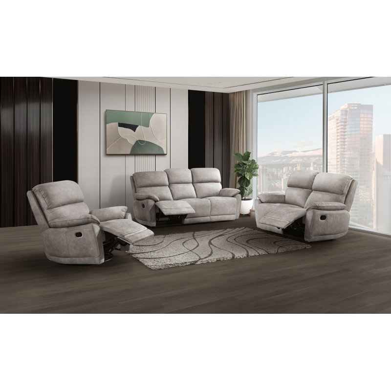 Ensemble 3 pièces: canapé inclinable, causeuse et fauteuil, Taupe 3-piece Set