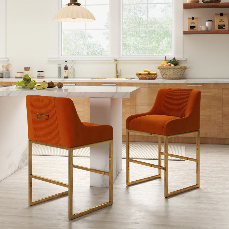 Tabouret de comptoir 26 po Zanthia, Orange, 2