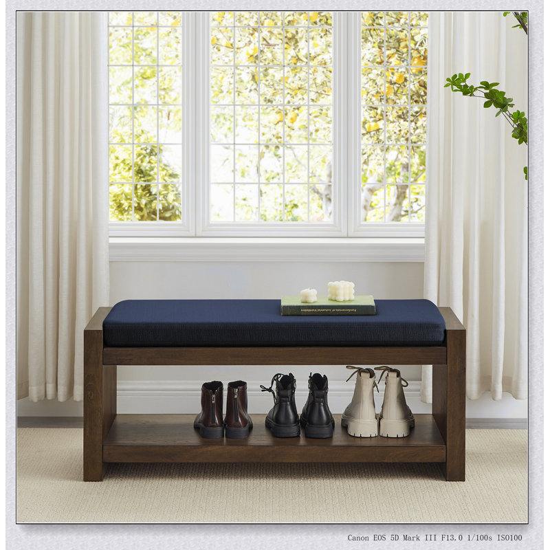 Banc d'appoint de 40 pouces avec étagère à chaussures inférieure, siège rembourré pour le salon et la chambre à coucher, banc de rangement compact à bout de lit avec coussin amovible