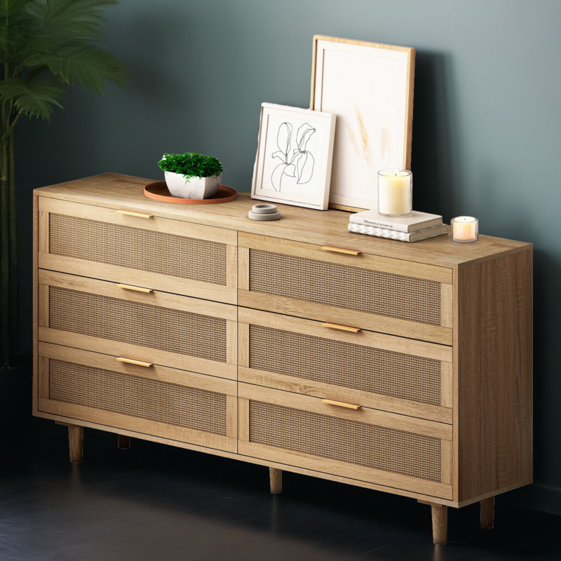 Commode à 6 tiroirs l 59,11 po Cheriah, Naturel