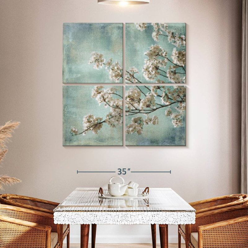Harnek Aqua Blossoms I, 45" H x 45" W