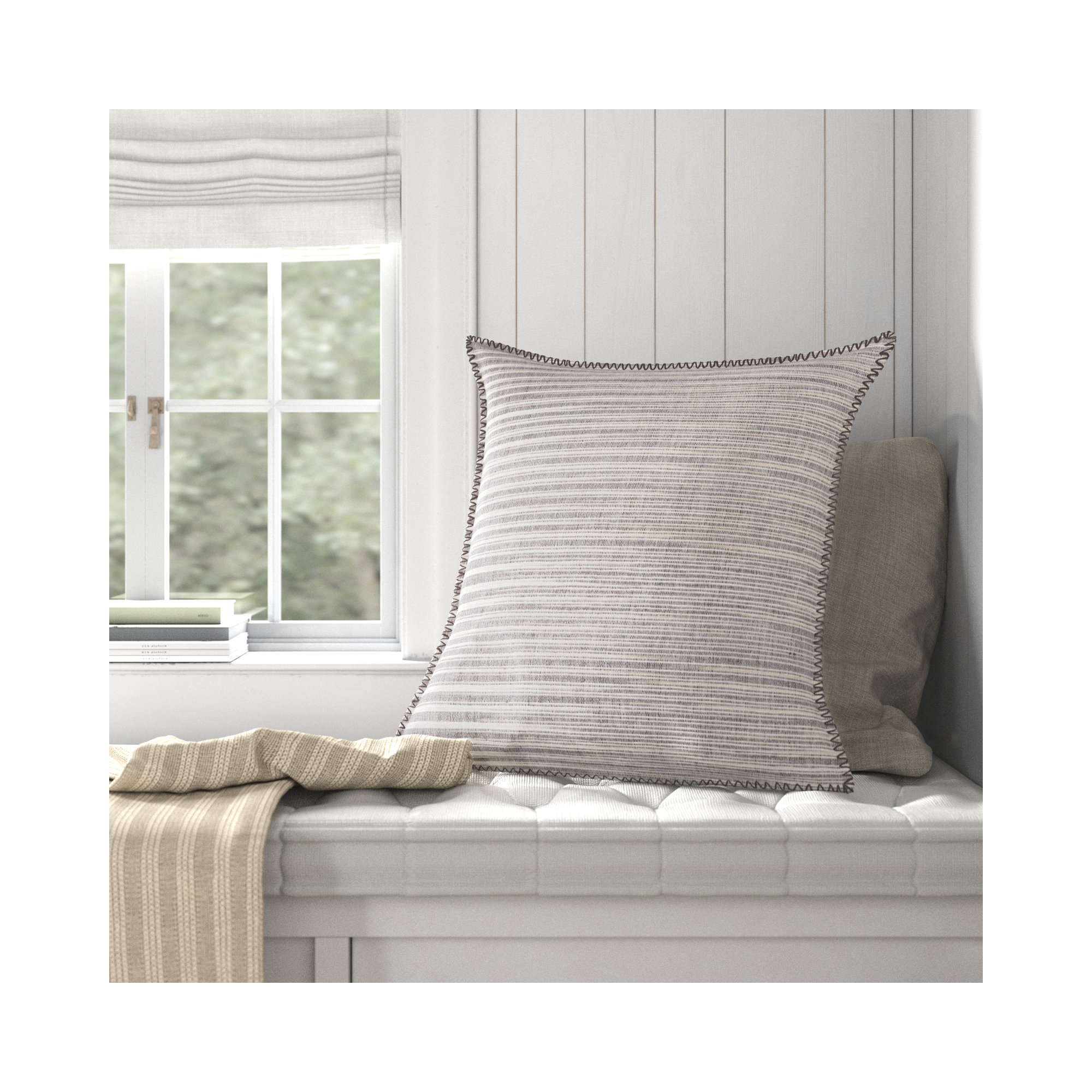 Rogin Stripes Cotton Throw Pillow, Polyester