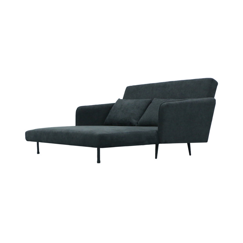 Causeuse convertible en tissu noir 61 po avec coussins