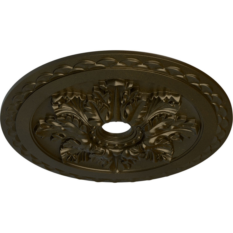 Médaillon de plafond de luxe de 23 5/8 po x 3 po x P 2 po (convient aux auvents jusqu'à 4 po), Vert / doré