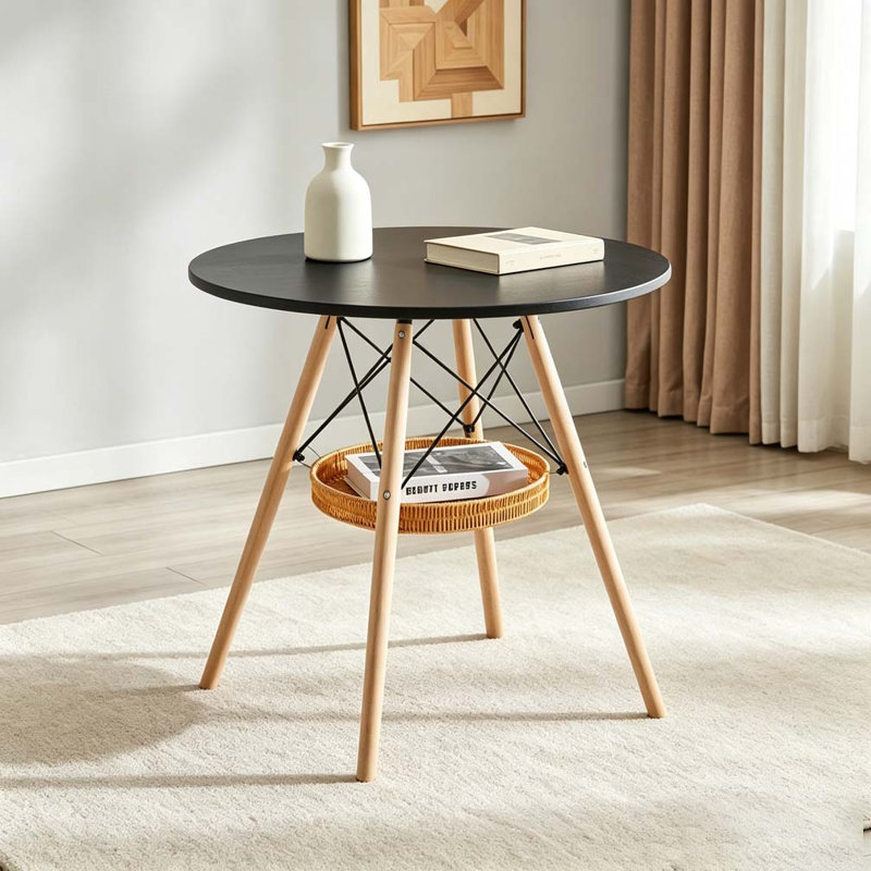 Table de salle à manger en MDF de 31,5 pouces, Noir, bois