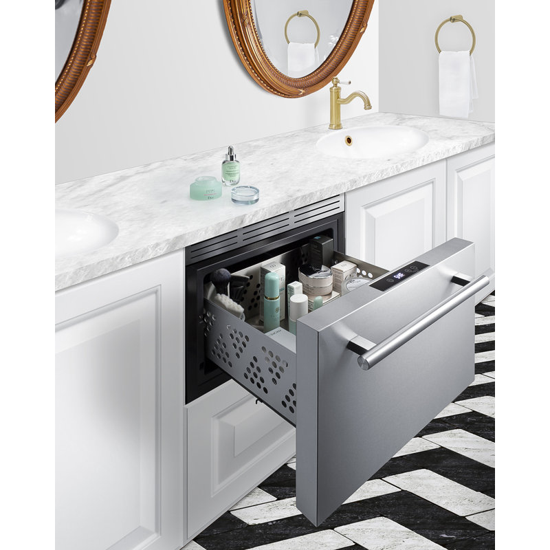 Summit Appliance 18" Wide Built-In BeautiFridge Cosmetics Refrigerated Drawer, Silver