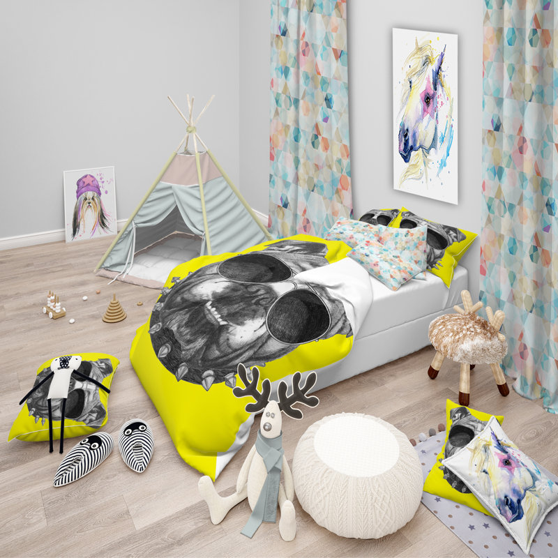 Ensemble de housse de couette tropical, Housse simple + 1 taie décorative