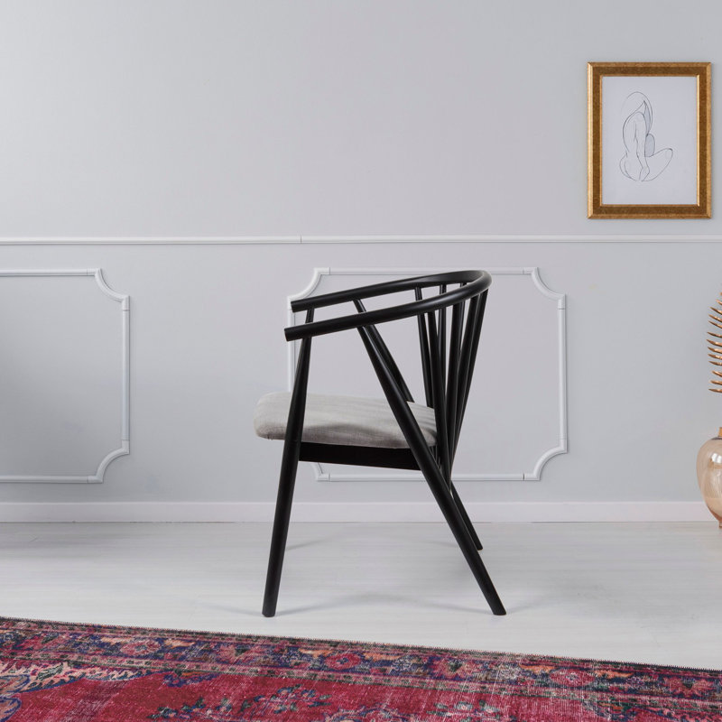Chaise moderne scandinave, noir et beige, 21,7 po x 30,3 po x 18,5 po | Fabrication 100% bois de hêtre, épaisseur: 0,7 po | Conception élégante de couleur unie, parfaite pour la salle à manger, le salon et le bureau personnel