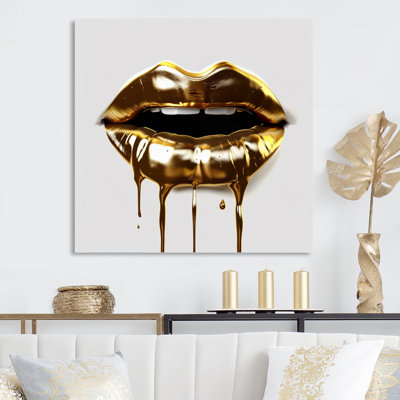 Impression sur métal doré Lips of Luxury VI