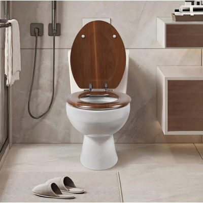 Toilet Seat, Molded Wood Toilet Seat, Quietly Close and Quick Release Hinges, Easy to Install also Easy to Clean, (Walnut)