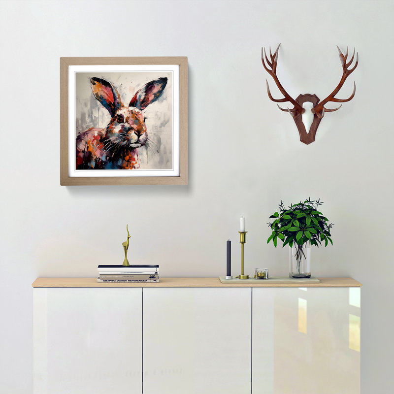 Rabbit Palette Knife No.3 - Framed Print, Oak