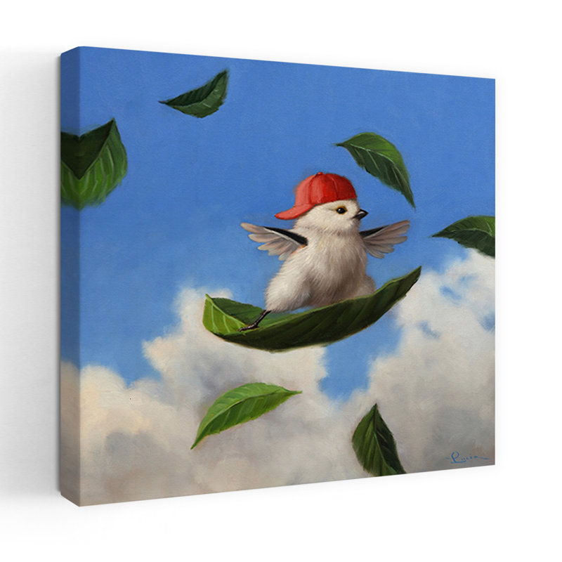 Vent, surfeur, oiseau, art urbain contemporain, H 18 po x l 18 po