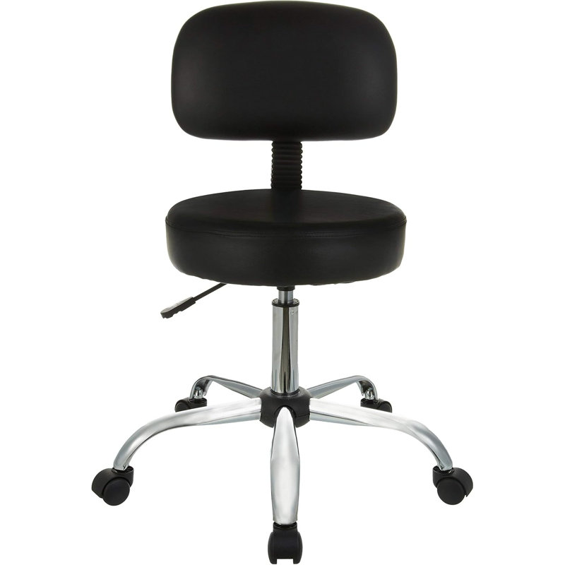 Multi-Functional Drawing Spa Bar Stools With Backrest Pads And Wheels, Black, 22.72 Inches Deep X 22.72 Inches Wide X 37.8 Inches High