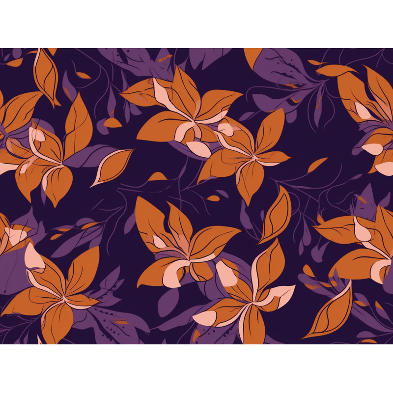 Motif de rideaux à motif floral orange - 6061, L 40 po x L 82 po