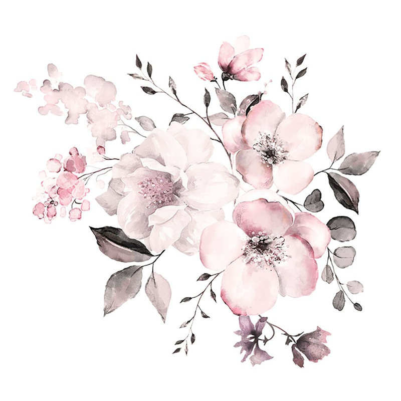 Adhésif décoratif fleurs blanches pivoines blanches