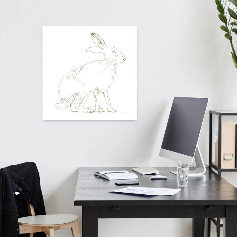 Country Hare Contemporary Rabbit Forest Art, 18" H x 18" W