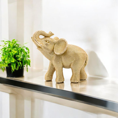 Modern Resin Polyresin Elephant Figurine with Intricate Detailing - Elegant Decorative Accent for Contemporary and Stylish Home Decor