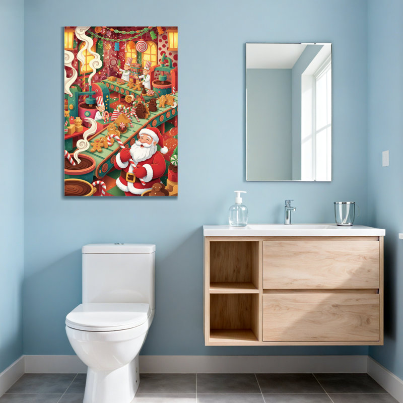Scène d'atelier de Noël du père Noël, H 30 po x l 20 po
