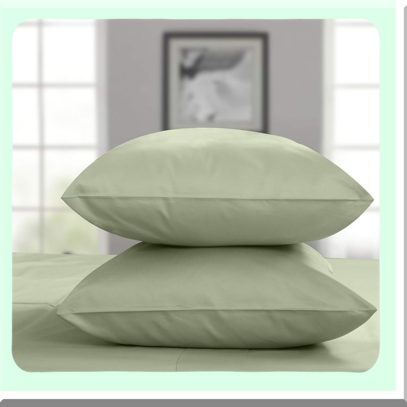 SateenLux 800TC Cotton Pillowcase Set - Sage Green Luxury Size Pillow Covers, Extra Long Staple, Comfortable & Soft Bedding, 2 Piece Set