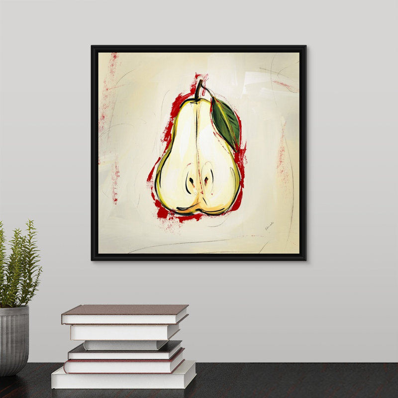 « picnic party vii », peinture sur toile, H 13,7 po x l 13,7 po x p 1,75 po, Cadre flottant noir