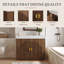 Meuble-lavabo autoportant en bois 36 po avec portes d'armoire arquées cannelées, comptoir en pierre frittée et lavabo en céramique encastré, finition noyer-395207237