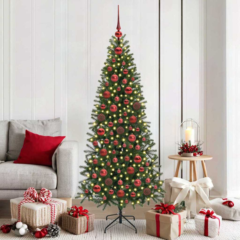 Christmas Bauble Set with 300 LEDs 120 pcs Plastic, Red