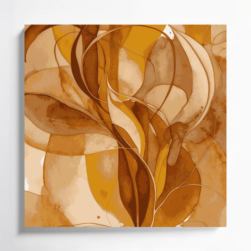 Aquarelle abstraite 95, art mural sur toile brune, H 12 po x l 12 po