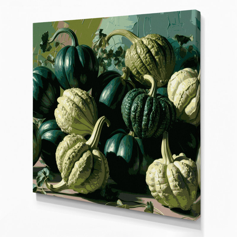 Art végétal sur toile vert Chayote, H 16 po x l 16 po