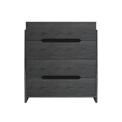 Itsumi Solid Wood 4-Drawer Chest, Black