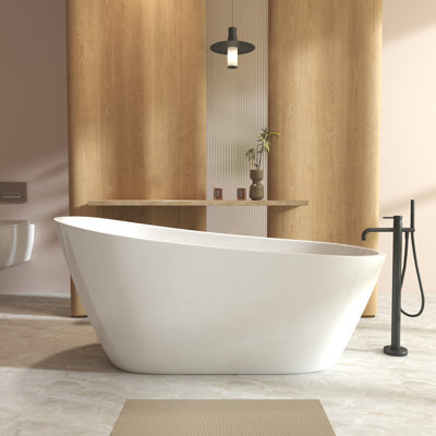 59" Gloss White Acrylic  Special-shaped Freestanding Slipper Bathtub