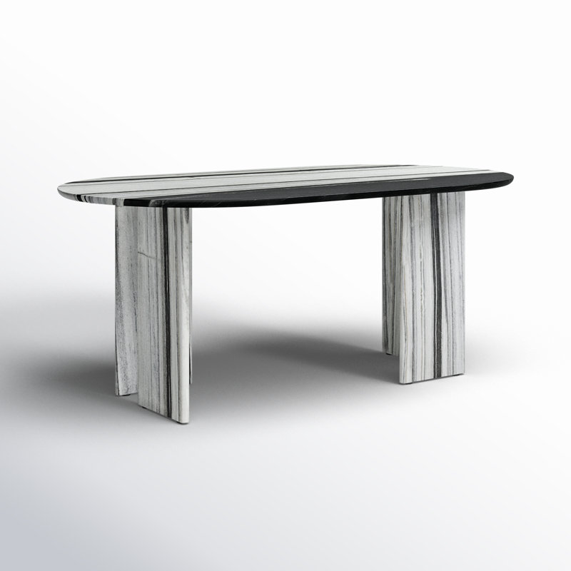 Arian 72'' Oval Marble Dining Table, Panda