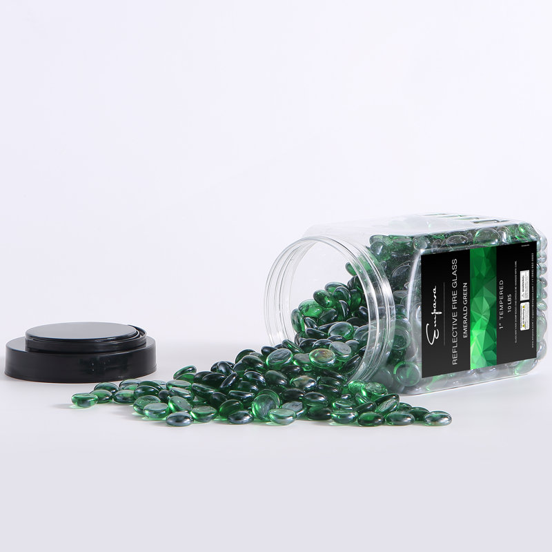 Empava 10 lb Verre de foyer de 1,0 po pour foyer au gaz, Vert émeraude