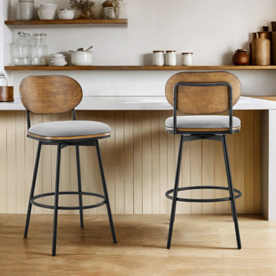 Avriel Modern Swivel and Metal Upholstered Stool