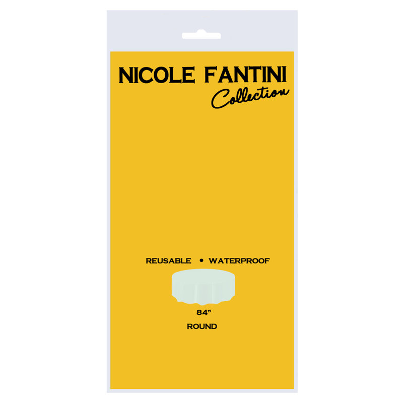 Nicole Fantini Plastic Disposable Round Tablecloth 84", Sunshine Yellow, 1