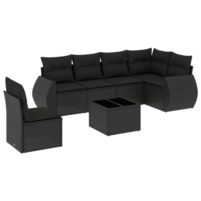  Ensemble de canapé de jardin noir, Noir, Noir