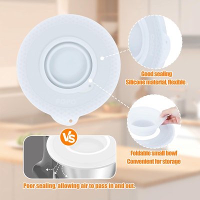 Couvercle en silicone PQPO pour bol mélangeur KitchenAid 6-7 QT à bol relevable, couvercle hermétique de qualité alimentaire avec petit bol pliable, protection contre les éclaboussures et anti-poussière.