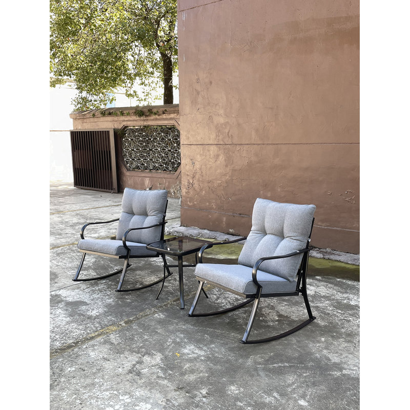 Ensemble de chaise à bascule et fauteuil TEAPOY gris moyen, Gris moyen