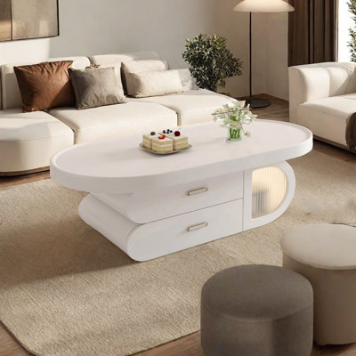 Creamy Style Coffee Table with Piano Lacquer