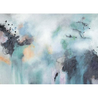 «Teal and Black Abstract» par Yaffa G - reproduction d'art sur toile tendue