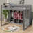 Full-Size Elevated Loft Bed With Closet, Racks, And Drawer Unit-1833114283