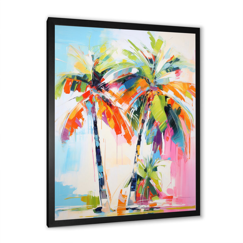 Palmiers Palm IV - palmiers et palmiers, art mural, Cadre noir, H 32 po x l 16 po x P 1 po