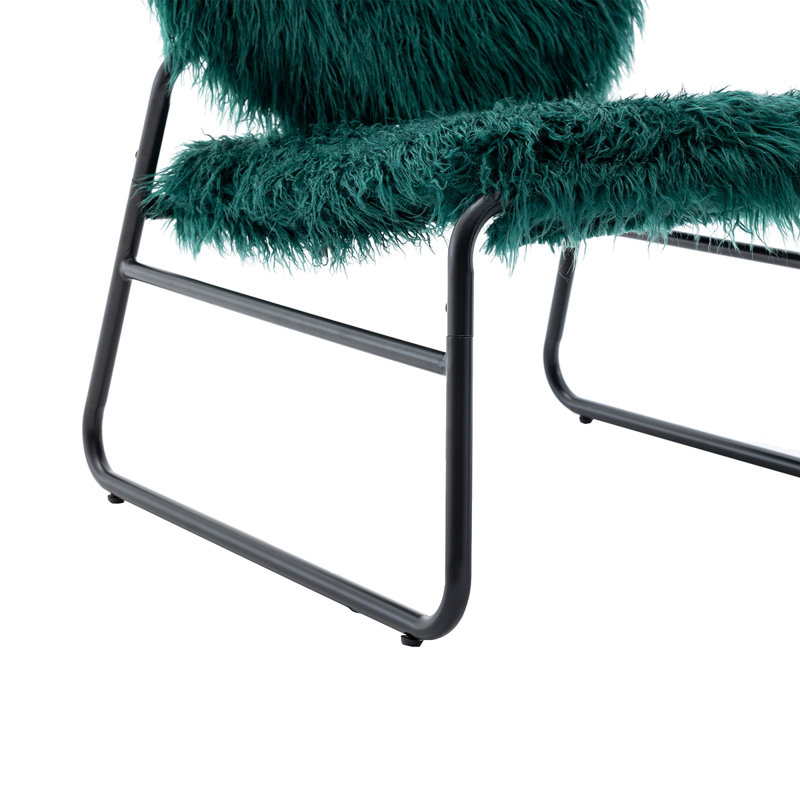 Fauteuil d'appoint industriel Nipote, Fausse fourrure émeraude