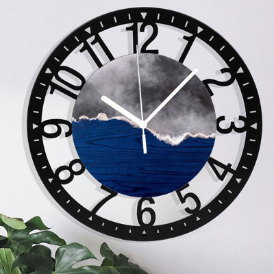 Horloge murale ronde en fer 10 po avec mouvement à quartz silencieux, chiffres arabes, impression UV