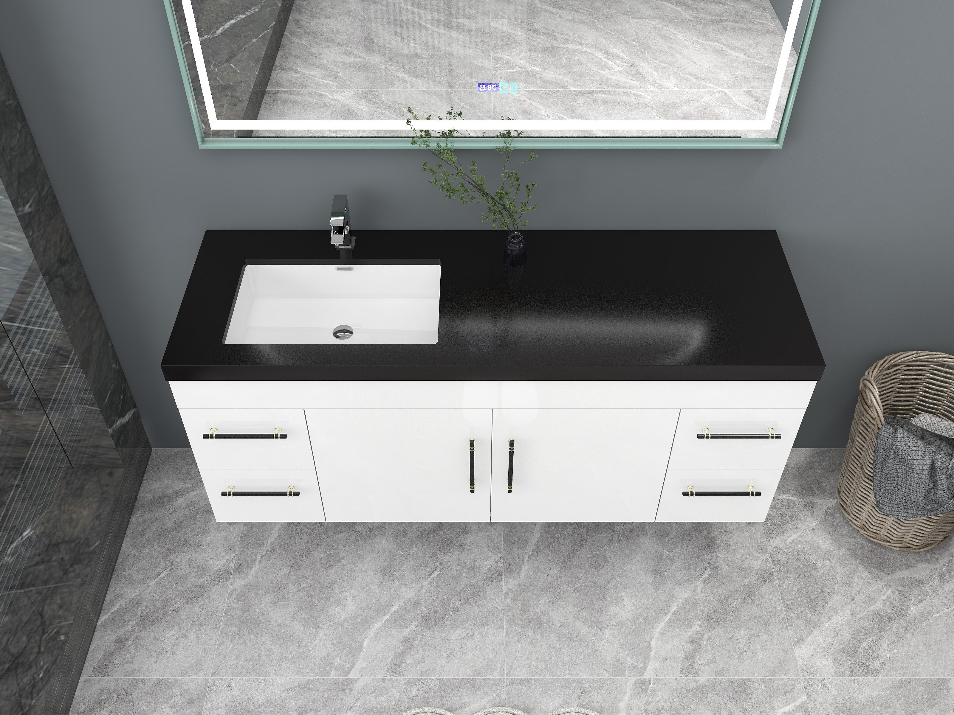 60 Inch Vanity Top Single Sink Left Side